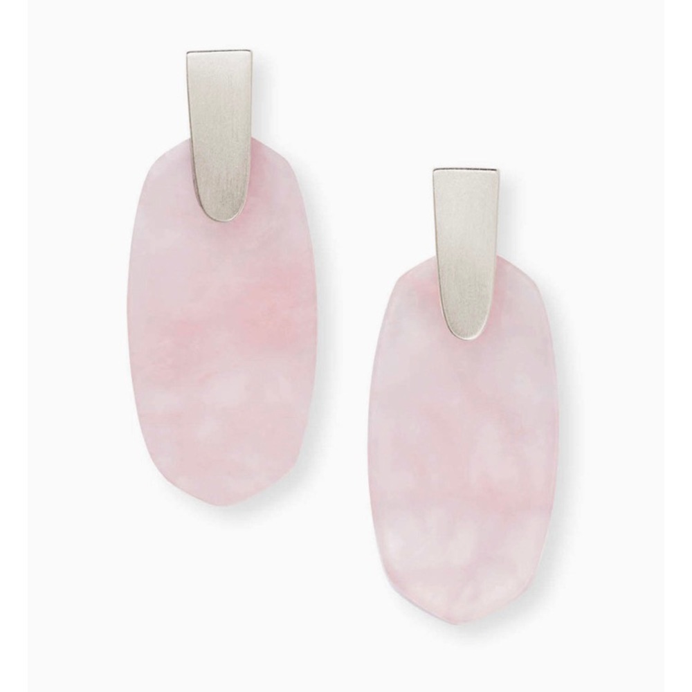✂️KENDRA SCOTT Aragon Silver Earrings Pink Quartz - Picture 2 of 5
